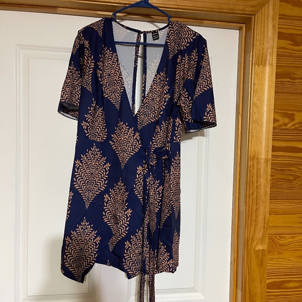 SHEIN | Large | Blue and Brown Romper